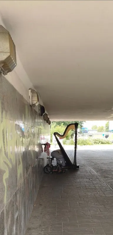 Арфа в подземном переходе