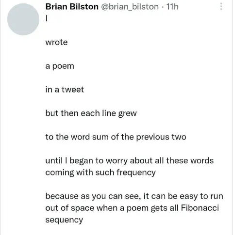 Fibonacci Poem Tweet