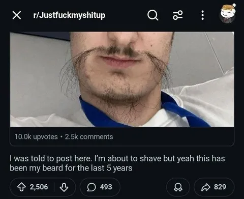 Five-Year Beard Before Shaving