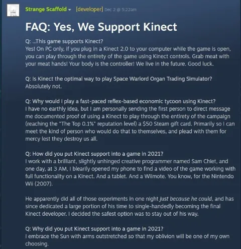 Kinect Support for Space Warlord