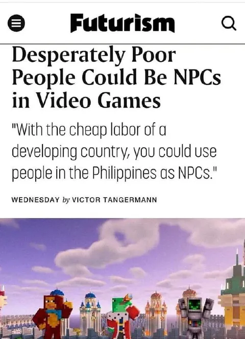 Poor People as Video Game NPCs