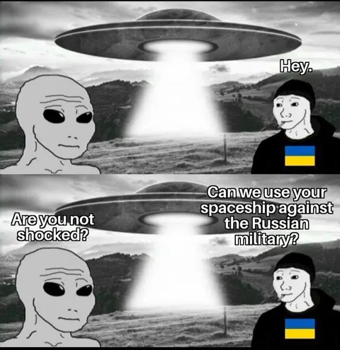 Ukrainian Wojak Asks Alien for Help