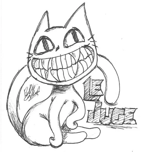 Grinning Cat Lulz Drawing