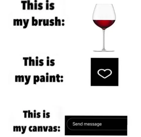 Wine Brush, Heart Paint, Message Canvas