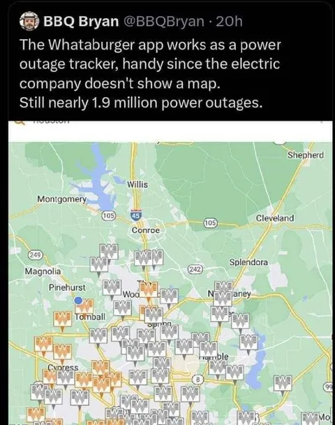 Whataburger Power Outage Map