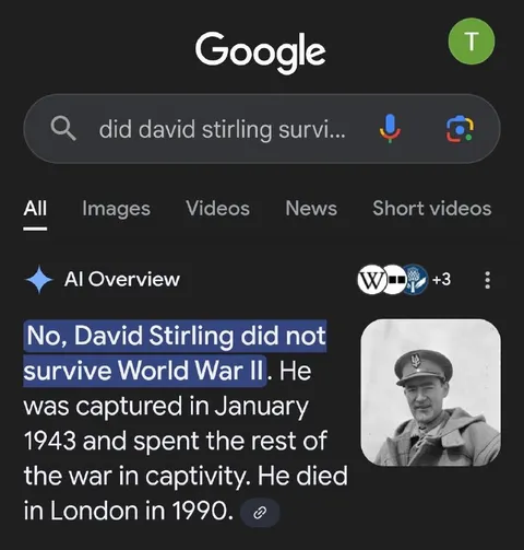 Google Says David Stirling Died