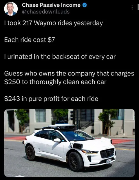 Waymo Ride Cleaning Profit Joke