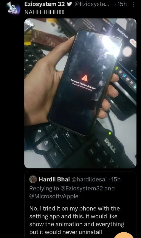Settings App Uninstalls Itself