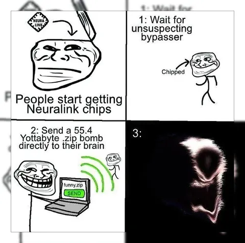 Neuralink Zip Bomb Trollface