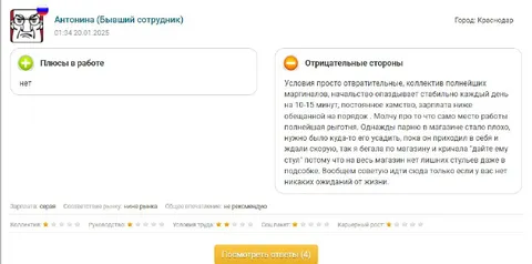 Отрицательный отзыв о работе