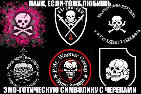 Эмо-готическая символика с черепами