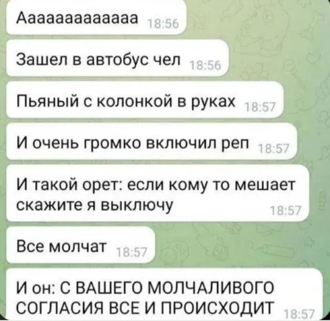 Пьяный в автобусе с колонкой