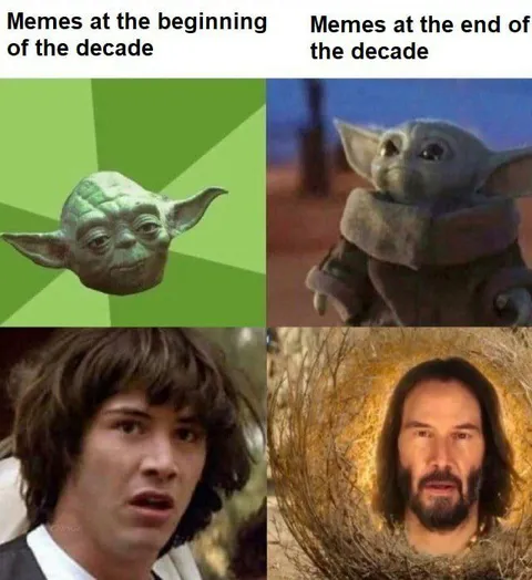 Memes at the Beginning and End of the Decade