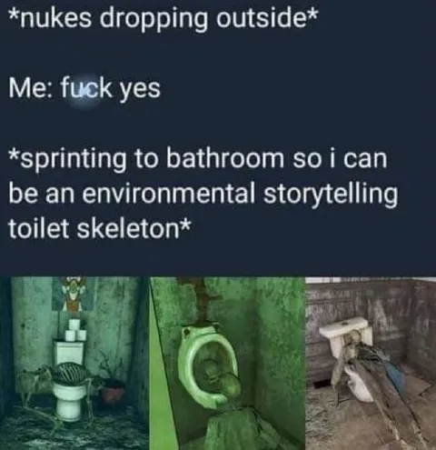 Environmental Storytelling Toilet Skeleton