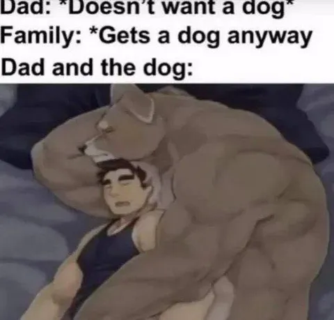 Dad and the Dog Cuddle