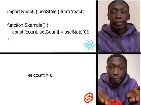 React useState vs let count