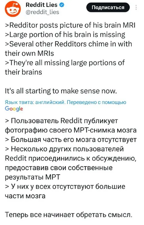 Redditors Missing Brain Parts