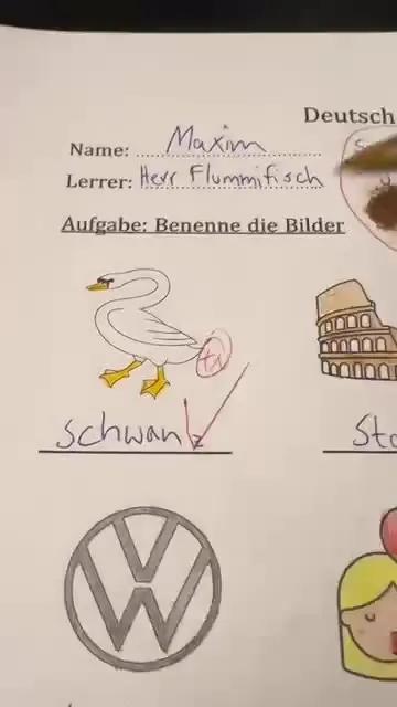 Deutschtest mit absurden Bildantworten