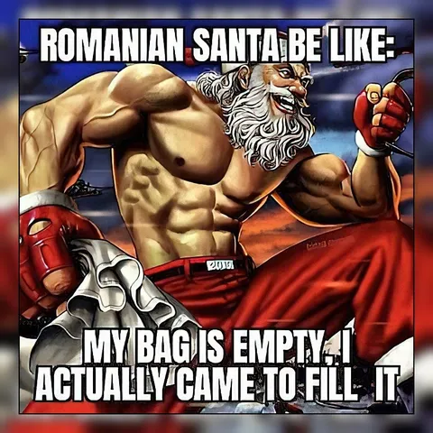 Romanian Santa Fills His Bag