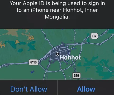 Apple ID Sign-In Alert in Hohhot