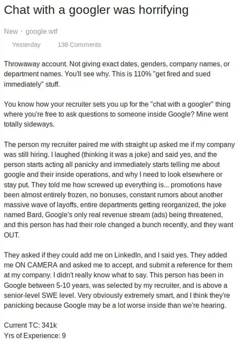 Chat with a Googler Was Horrifying