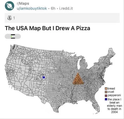 USA Map Pizza With Dark Joke