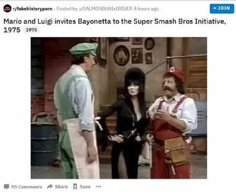 Mario Invites Bayonetta in 1975