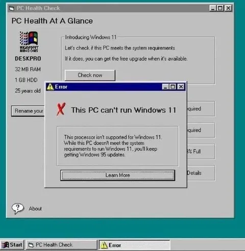 Windows 95 Can't Run Windows 11