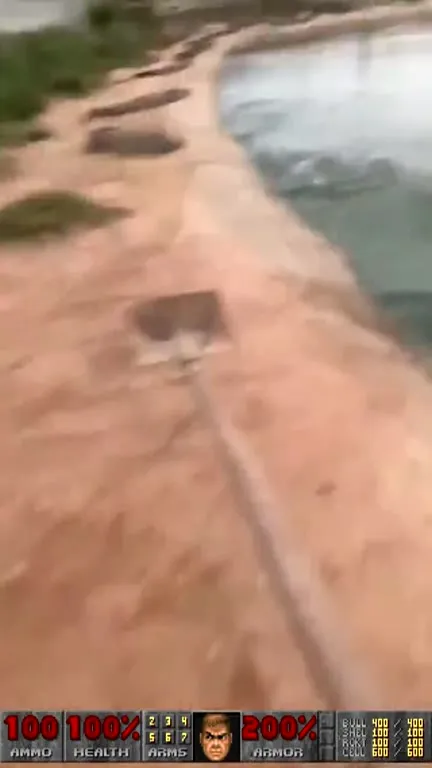 Doomguy Shovels Past Crocodiles