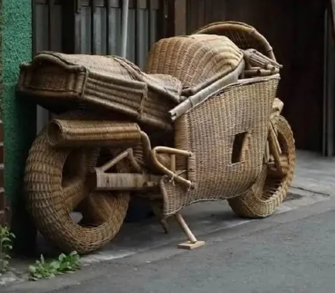Плетёный велосипед из корзин