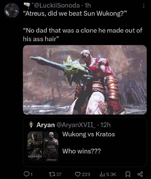 Kratos Defeats a Wukong Clone