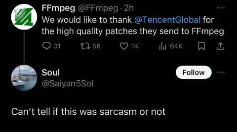 Sarcastic FFmpeg Patch Thanks