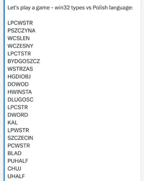 Win32 Types vs Polish Language