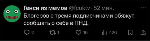 Блогеры с тремя подписчиками в ПНД