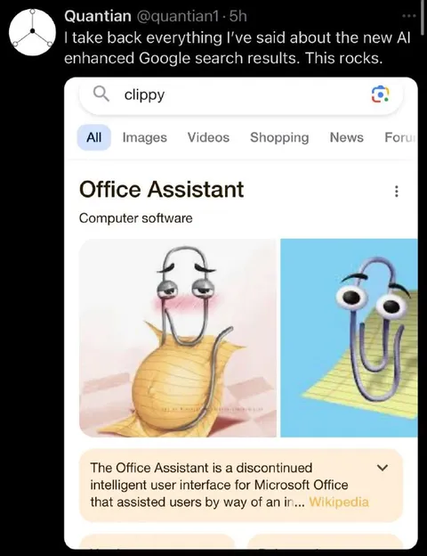 Google Search Loves Clippy