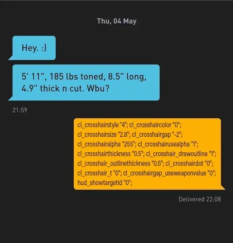 Crosshair Settings Pickup Line
