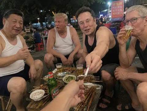 世界领袖街头烧烤聚餐