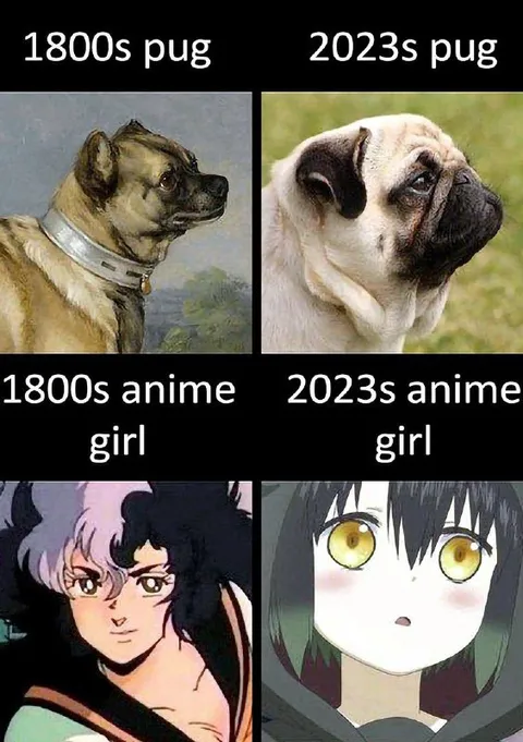 1800s vs 2023 Pug and Anime Girl
