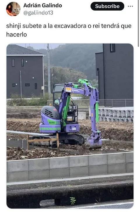 Shinji sube a la excavadora