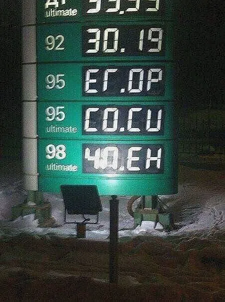 Цены на бензин с ошибками