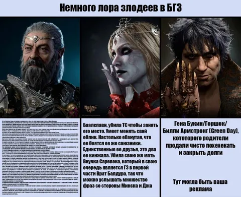 Немного лора злодеев в БГ3