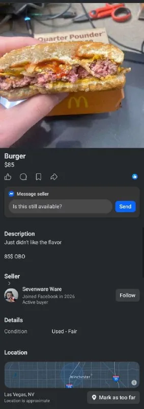 $85 Quarter Pounder Listing