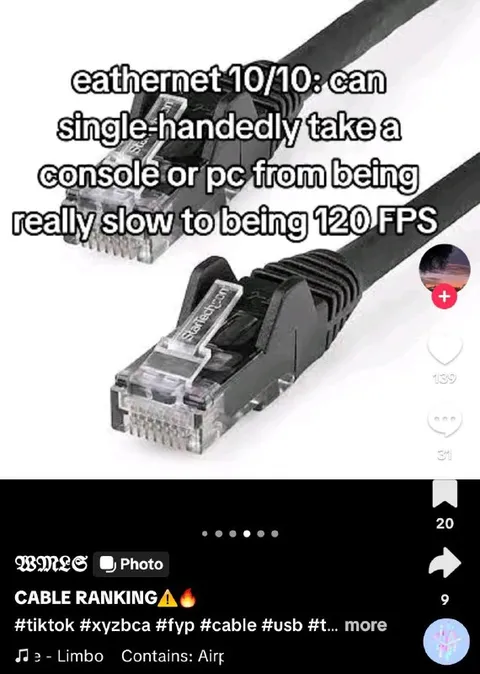 Ethernet Cable Makes 120 FPS