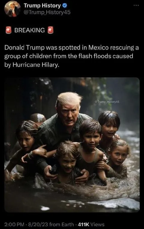 Trump Rescues Children in Flood