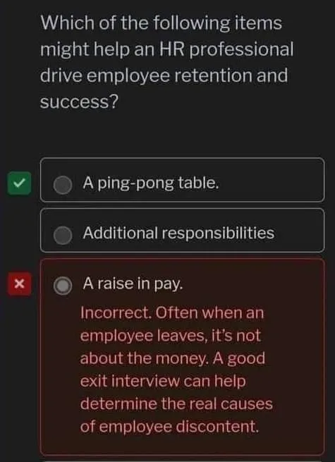 HR Retention Quiz Fail