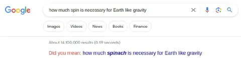 Google Suggests Spinach Instead