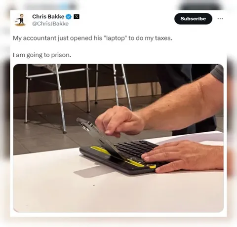 Accountant Opens a Fake Laptop