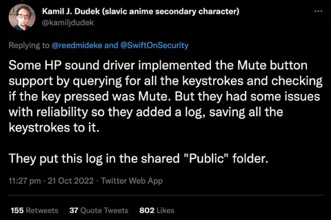 Mute Button Logs Every Keystroke