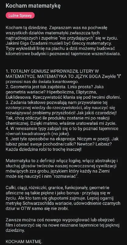Kocham matematykę