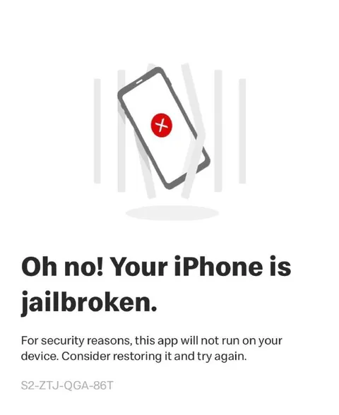 iPhone Jailbroken Error